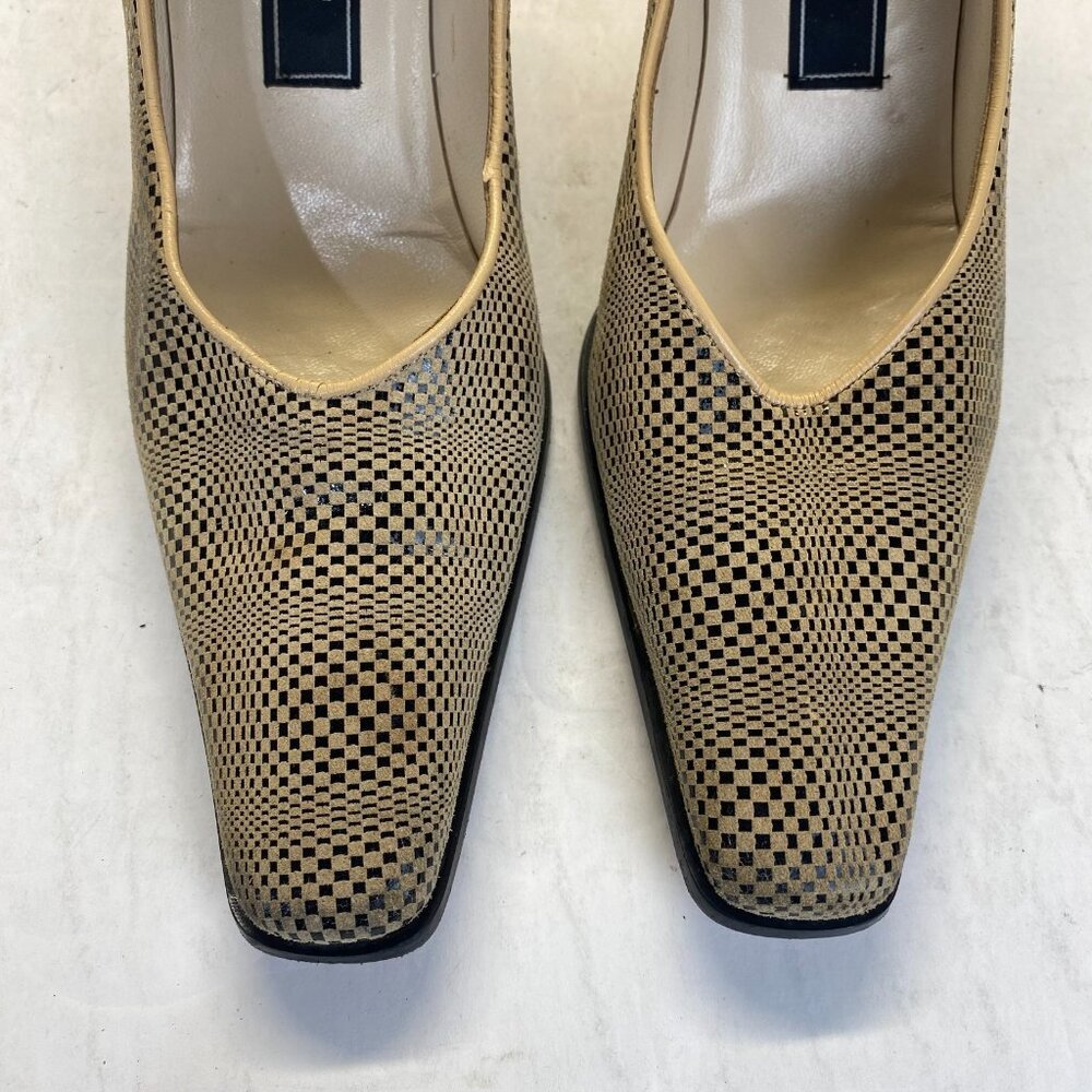 Sergio Cerruti Roma Womens Gold Leather Square Toe Heels,Size 41,Preppy - Picture 11 of 13